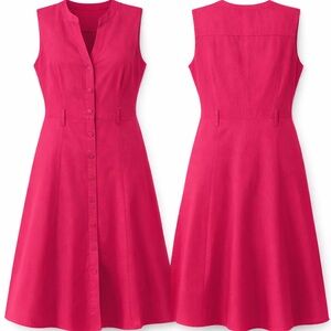 Pink Linen Button-front dress
